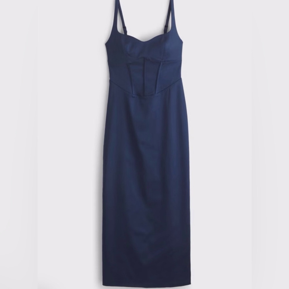 NWT Abercrombie Corset Midi Dress Navy Size XL